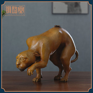 文创铜老虎摆件之蜂虎居安思危客厅办公室桌面装饰品送礼领导长辈