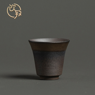 小号陶瓷主人杯高档功夫茶器 饮致鎏金粗陶茶杯手工复古品茗杯中式
