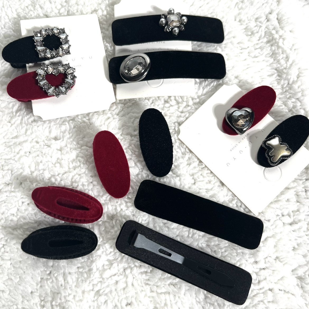 黑色植绒鸭嘴夹网红小香风边夹长方丝绒BB夹碎发刘海夹diy配件,饰品/流行首饰/时尚饰品新,其他DIY饰品配件,淘宝优惠券,粉丝福利购,淘宝优惠卷