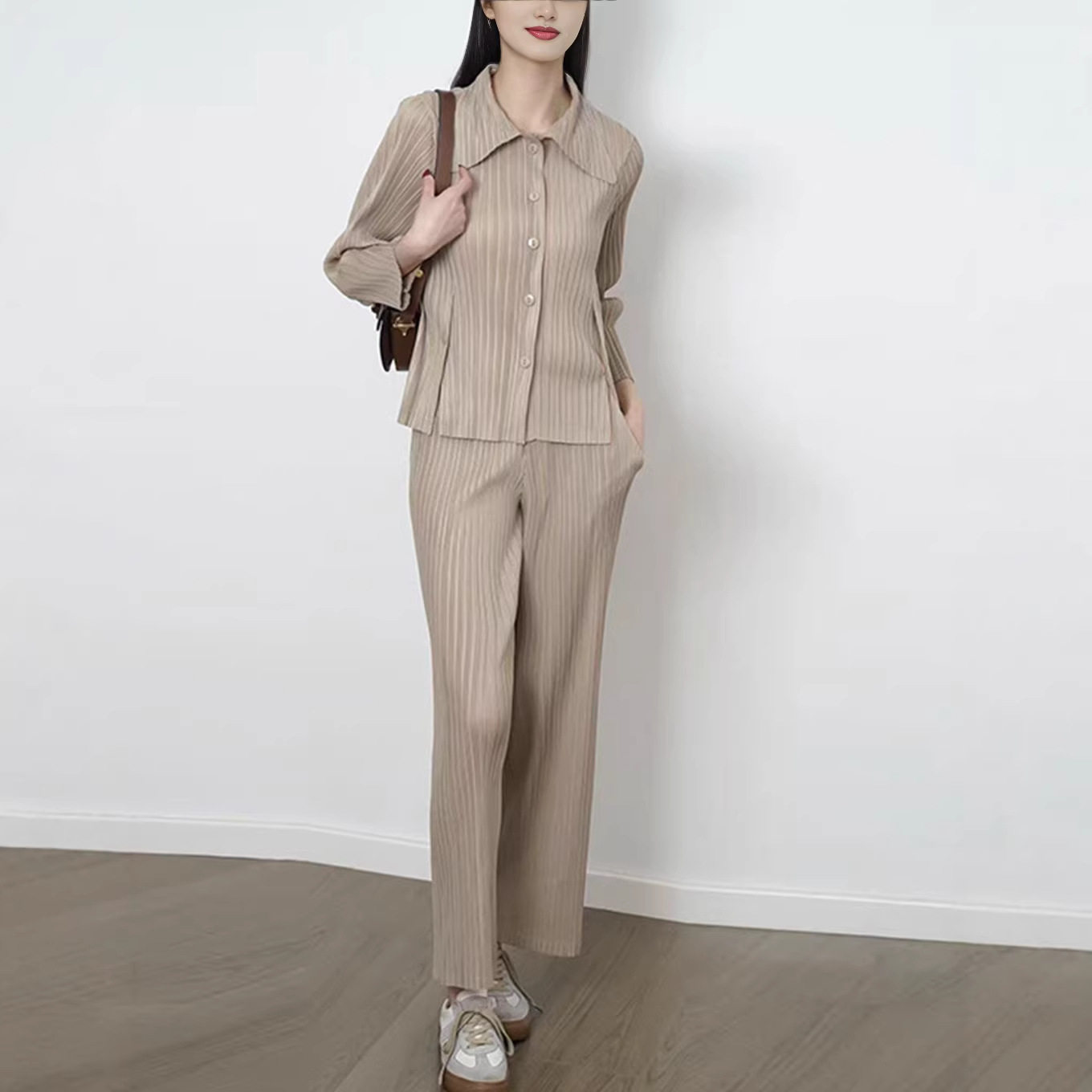气质同款女装搭配一整套2026新款衬衫上衣直筒裤子套装两件套时尚