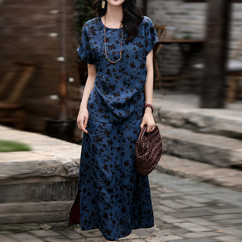 非遗红云纱真丝印花国风裙子套装 上衣/半身装高端女装夏季新款女