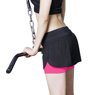 速干运动短裤女夏防走光跑步透气排汗弹力显瘦休闲瑜伽双层带内衬