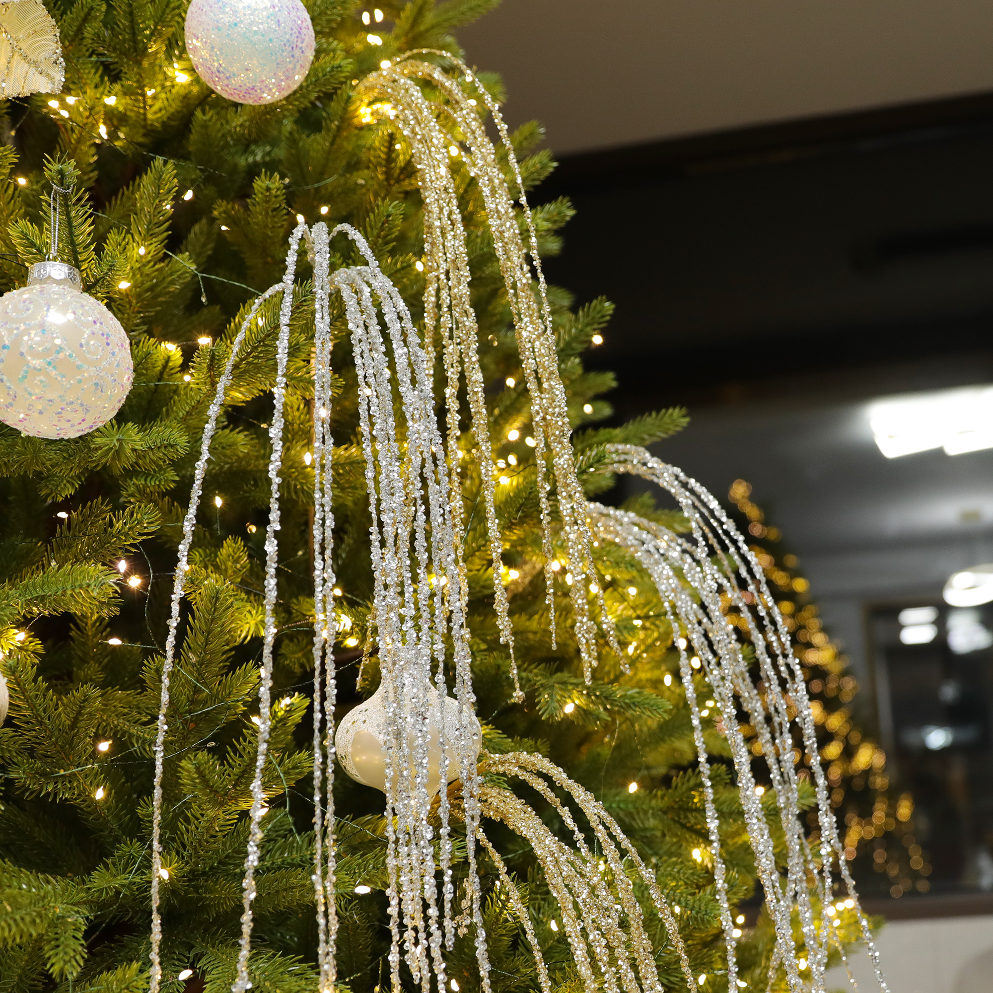 圣诞装饰品闪钻效果流苏插枝