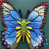 DIY手绘粘土蝴蝶模板涂鸦画蝴蝶木胚模型 少儿美术彩泥底板手工品