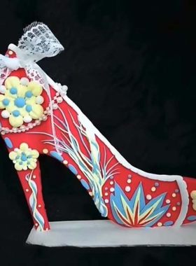 母亲节感恩节DIY手绘粘土高跟鞋涂鸦画木胚鞋 幼儿园亲子手工材料