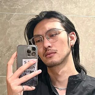 时尚年轻人近视墨镜YP透明镜框中金复古男潮日本眼镜女文圆框镜架