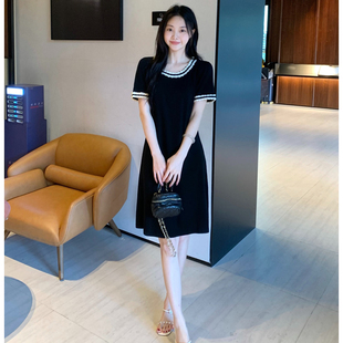微胖显瘦连衣裙韩版 2025夏季 简约气质小个子裙子女908