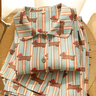 春秋新款纯棉睡衣女可爱通感长袖春秋季全棉磨毛家居服套装