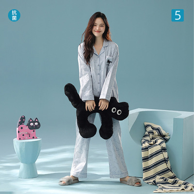 【新疆棉】a类秋季卡通睡衣女清新感长袖拉架纯棉家居服