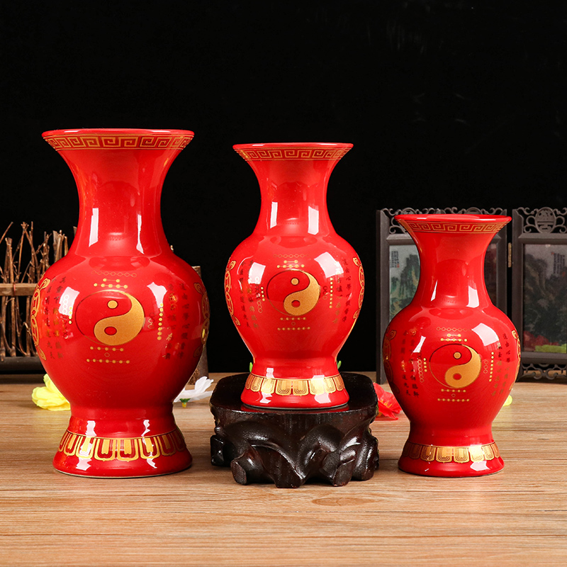道红色陶瓷家用供水果盘家用供三清供水杯家用香炉供花瓶套装