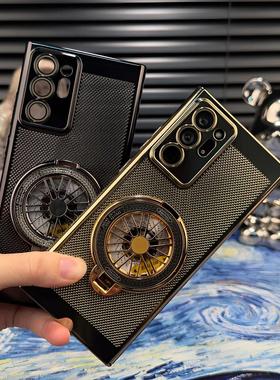 解压陀螺支架适用三星Note20 Ultra手机壳电镀新款网格散热壳galaxyNote20高级感自带镜头膜超薄防摔简约外壳