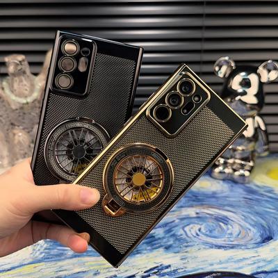 解压陀螺支架适用三星Note20 Ultra手机壳电镀新款网格散热壳galaxyNote20高级感自带镜头膜超薄防摔简约外壳