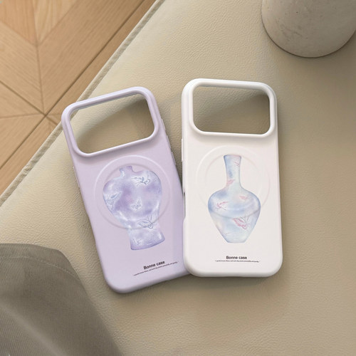 国风蝴蝶花瓶适用苹果17promax手机壳iphone16新款15pro女款14气质风15菲林磁吸17全包13软壳磨砂高级感
