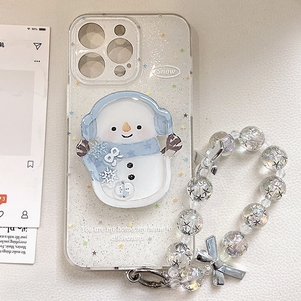 ins风冬季雪人摇摇乐支架适用苹果16promax手机壳iphone17新款15pro女款14日韩卡通12闪粉16水晶挂链全包软壳,3C数码配件,手机保护套/壳,淘宝优惠券,粉丝福利购,淘宝优惠卷