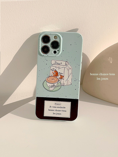 ins风泼墨复古咖啡面包17适用iPhone14promax苹果13手机壳12新款 11小众plus全包14Pro男女12Pro亮面16Pro软壳
