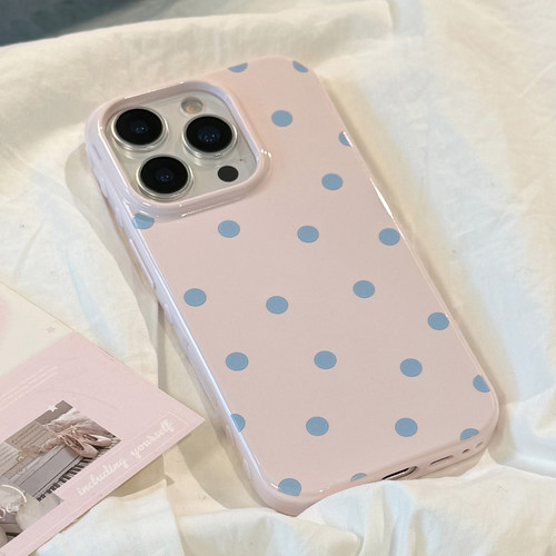 小清新ins粉蓝撞色波点适用苹果17promax手机壳iphone17新款15pro小众简约少女心14防摔12防摔16全包软壳13