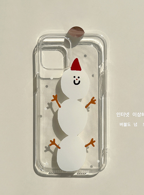 ins林娜琏同款iPhone17pro适用16圣诞雪人15promax苹果11手机壳14透明12日韩风卡通15plus硅胶保护套XR软XS