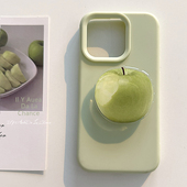 ins风可爱绿色青苹果支架适用苹果16promax手机壳iphone17硅胶15pro女款 14小众13春夏小清新12软壳11简约立体