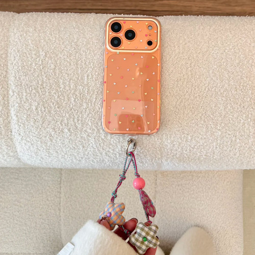 彩色小爱心适用苹果17promax手机壳iphone16pro新款15女款14小清新ins风小众13防摔12软保护套17透明带挂链