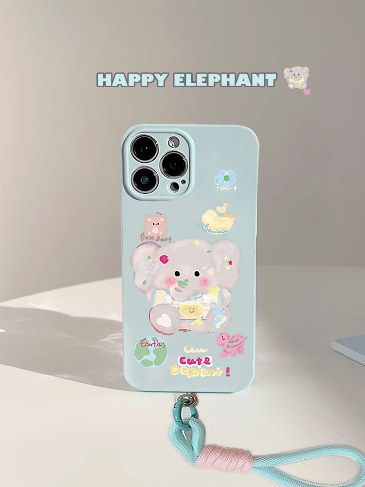 涂鸦可爱小象手绳适用16苹果17ProMax手机壳iPhone13全包15新款12Pro软13Promax防摔保护套14少女ins童趣挂绳,3C数码配件,手机保护套/壳,淘宝优惠券,粉丝福利购,淘宝优惠卷