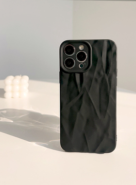 炫酷黑色褶皱适用苹果17promax手机壳iphone15新款13硅胶11女款12pro软壳max个性14pm防摔plus手机套潮16