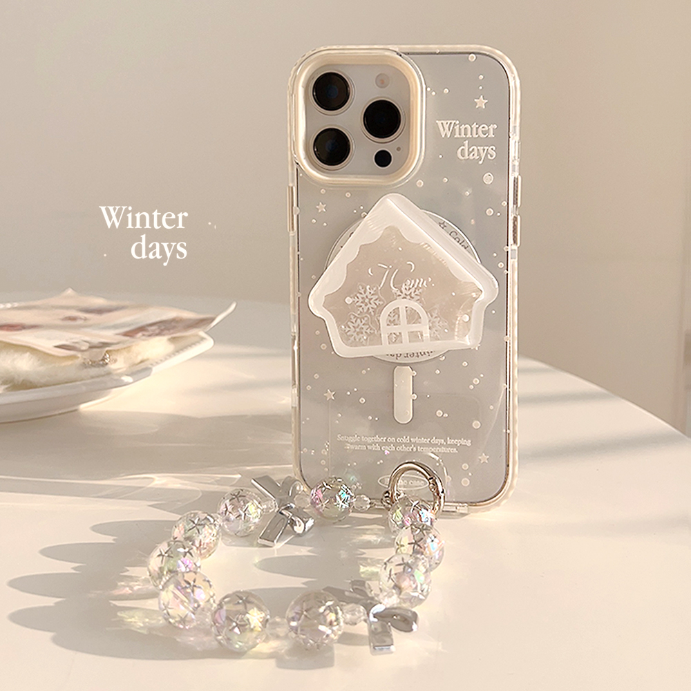 磁吸透明ins亮晶晶雪花小屋摇摇乐带链条适用苹果16promax手机壳iphone17新款15pro女款14仙女韩系11全包软壳