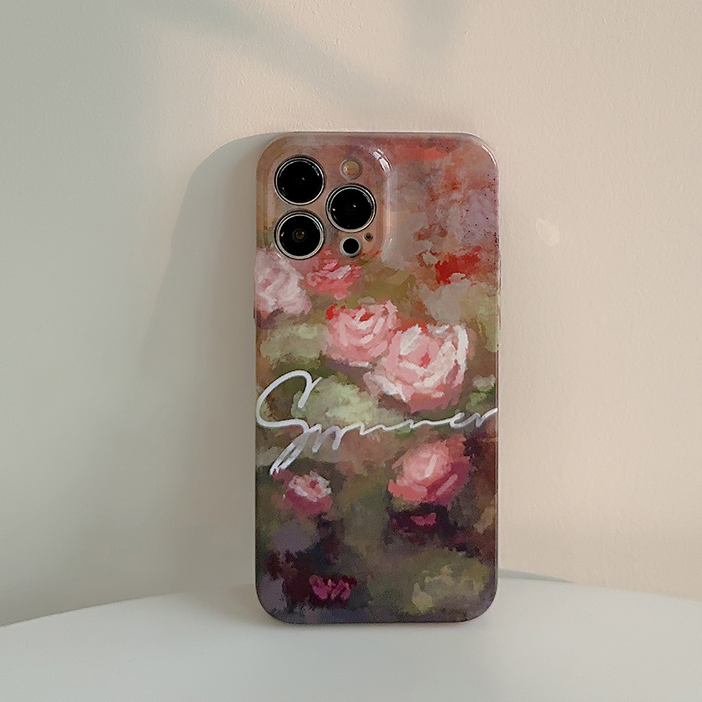 适用iphone17promax手机壳16油画复古气质蔷薇玫瑰苹果13新款12文艺ins风11菲林15小众高级感14全包xr硬xs女