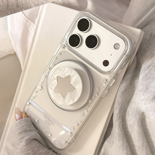 鎏金银色星星适用苹果17promax手机壳iphone17新款15pro女14高级感11贝母镜面12软壳16高颜值13磁吸支架透明