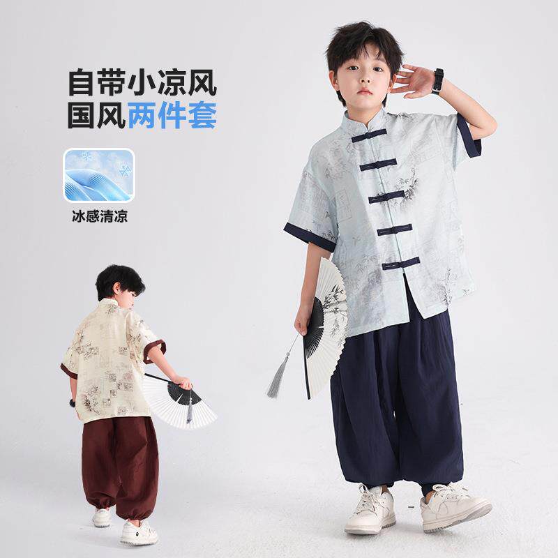 男童服夏季国风日常短袖汉套装2025新中大儿童新中式演出款服唐装
