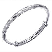 9999银手镯女银镯子内圈光面纯银手镯足银饰手镯子送女友礼物