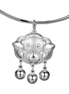 s999纯银长命锁银项圈满月礼物