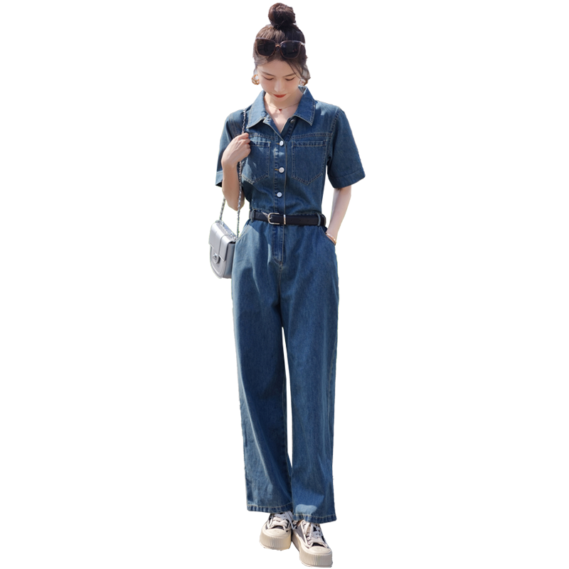 现货-主推夏季新品牛仔短袖连体长裤-送腰带-2309-P140-K195,女装连体裤,新风尚