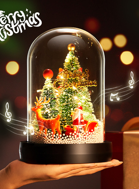 圣诞节礼物平安夜礼品圣诞树送儿童小女孩子音乐八音盒飘雪水晶球