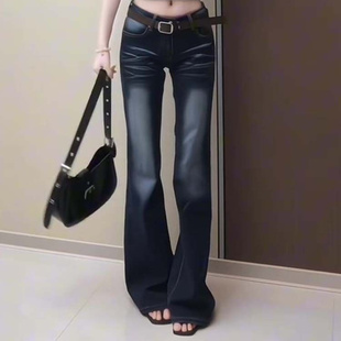 美式低腰微喇牛仔裤女韩版2026春季辣妹风微喇叭修身显瘦马蹄长裤