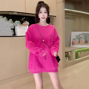 洋气减龄多巴胺卫衣女2025秋季新款宽松中长款慵懒风纯色上衣外套