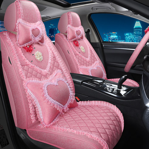 女士亚麻蕾丝四季通用汽车座套