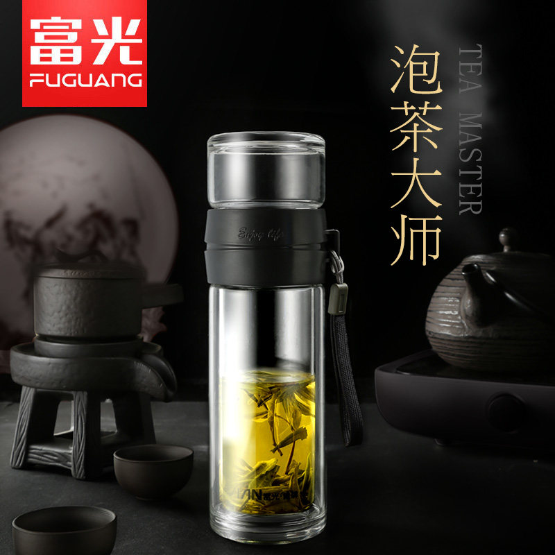富光男士车载团购定制双层玻璃杯