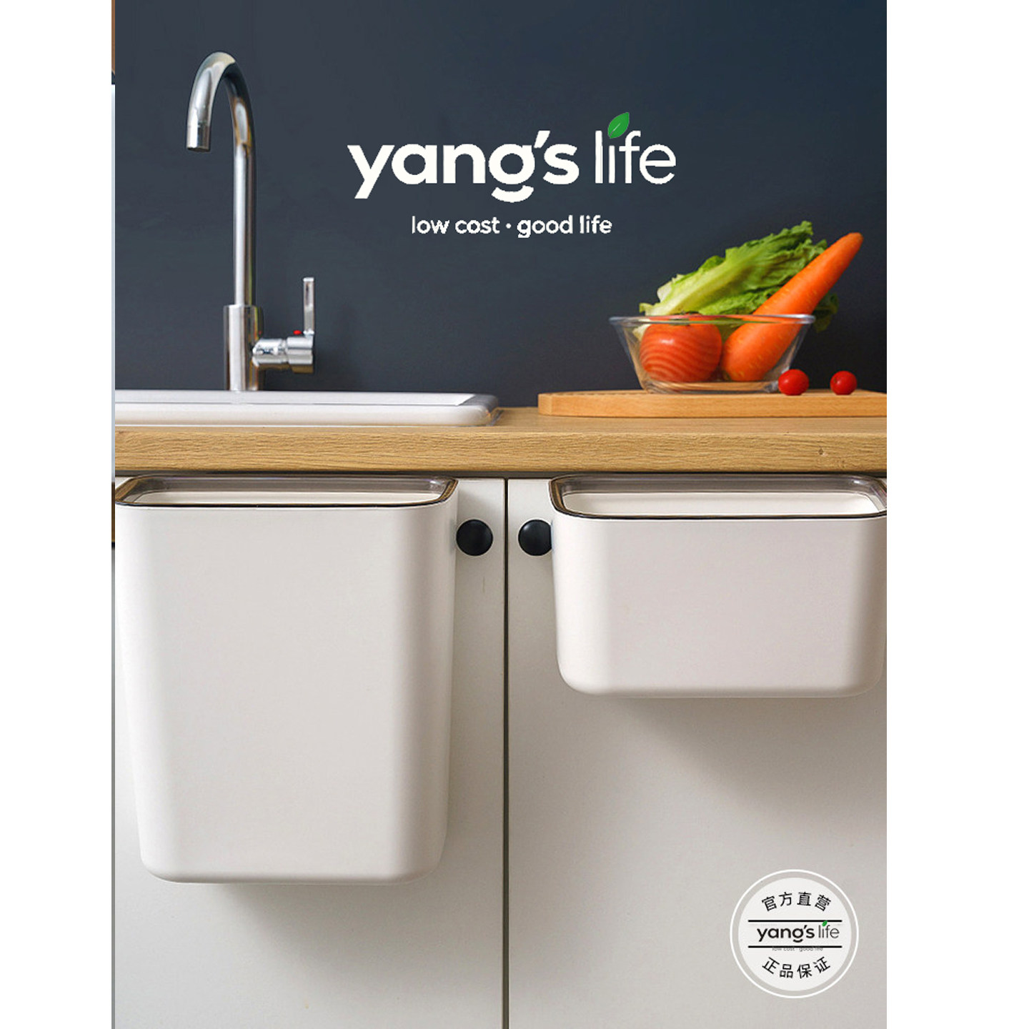 yangelife免打孔壁挂分类垃圾桶
