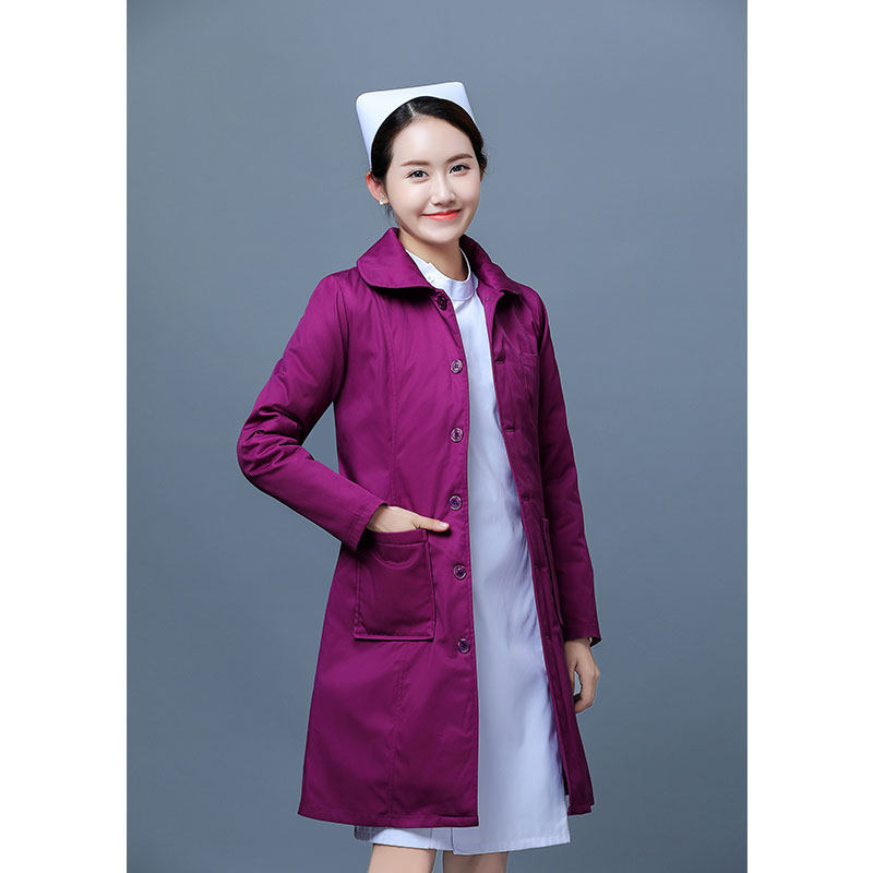 医生值夜班棉衣女护士服加厚长款冬外套防寒服药店美容院工作棉服