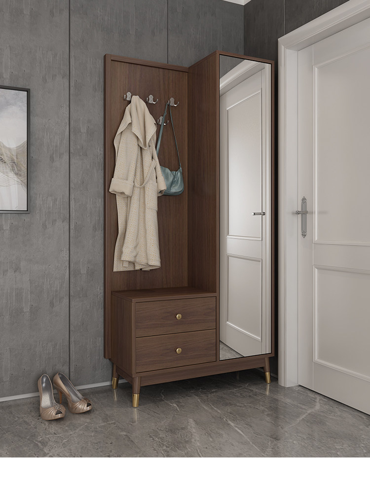 Nordic simple large-capacity entrance cabinet shoe cabinet integrated modern household solid wood feet assembly shoe changing stool