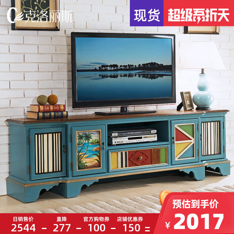 克洛丽斯美式乡村彩绘复古做旧电视柜地中海地柜欧式韩式客厅组合|msdalam kategori perabot kediaman, kabinet, kabinet TV - dari Buy2taobao.com untuk memberikan perkhidmatan ejen Taobao profesional membeli