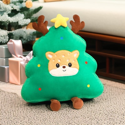 圣诞树抱枕圣诞老人毛绒玩具