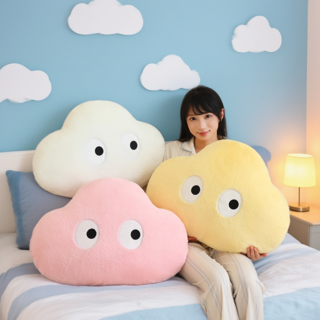 可爱大眼云朵抱枕少女心玩偶毛绒玩具公仔睡觉抱娃娃生日礼物女生