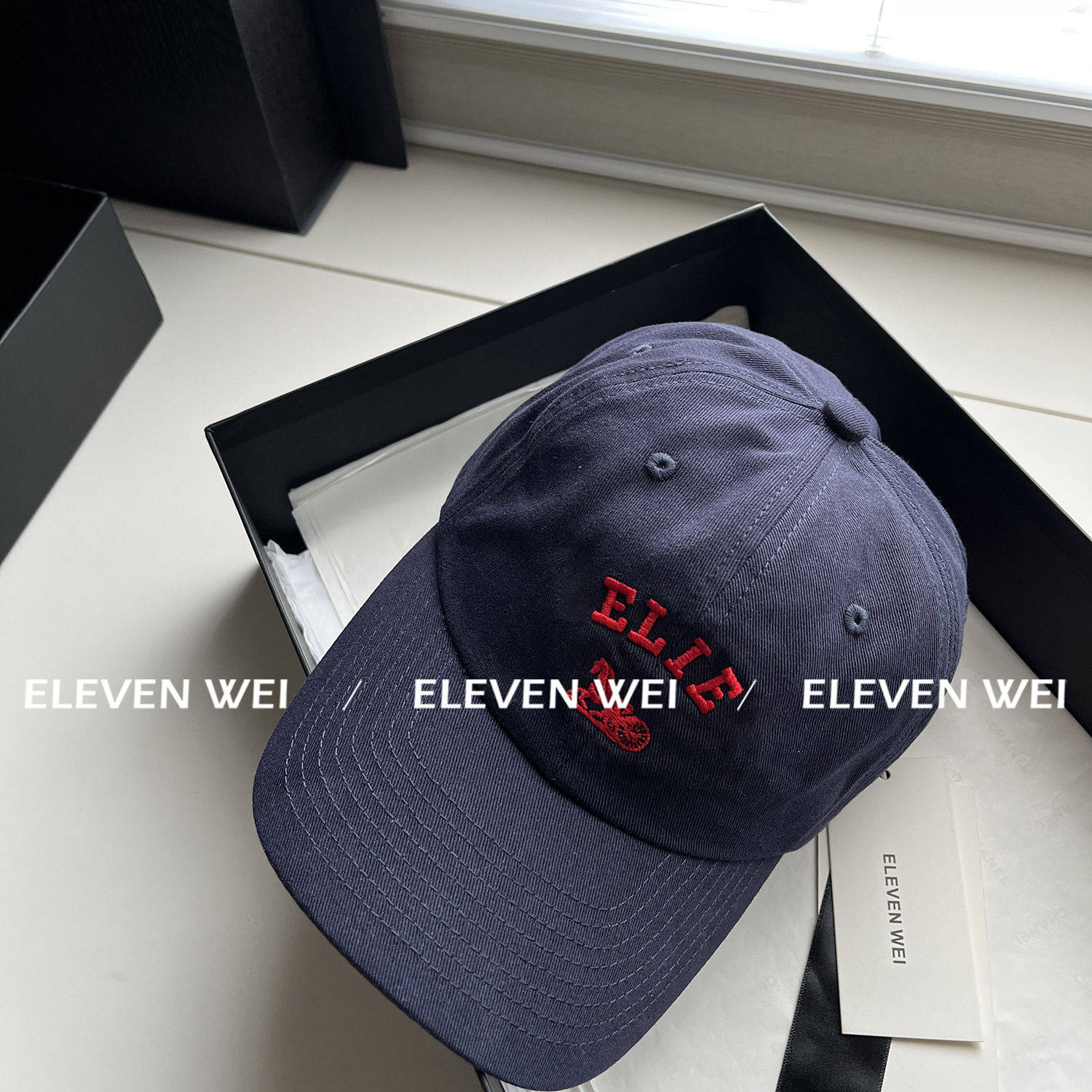 ELEV 5.7 26s 字母刺绣拼色棒球帽 遮阳鸭舌帽 女士