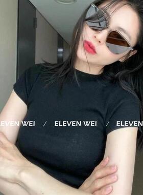 ELEV6.5 26s 经典极简 黑色复古方框太阳眼镜 太阳眼镜 男女同款