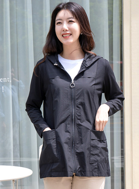 韩国春夏秋中年女装上衣连帽宽松气质妈妈装外套长袖休闲JP305010