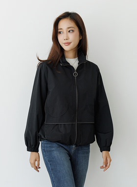 韩国妈妈装外套2025秋中老年女立领拉链宽松夹克纯色OUE4031