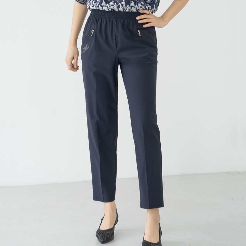 韩国妈妈装大码松紧腰直筒裤