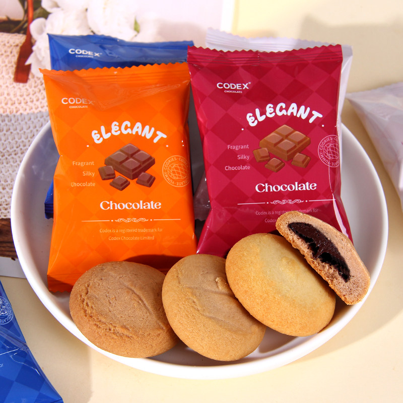CODEX库德士软心曲奇饼干巧克力风味夹心爆浆混合结婚喜糖果零食