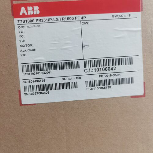 ABB塑壳断路器T7S1000 PR231/P-LS/I R1000 F F 4P全新原装拍前请